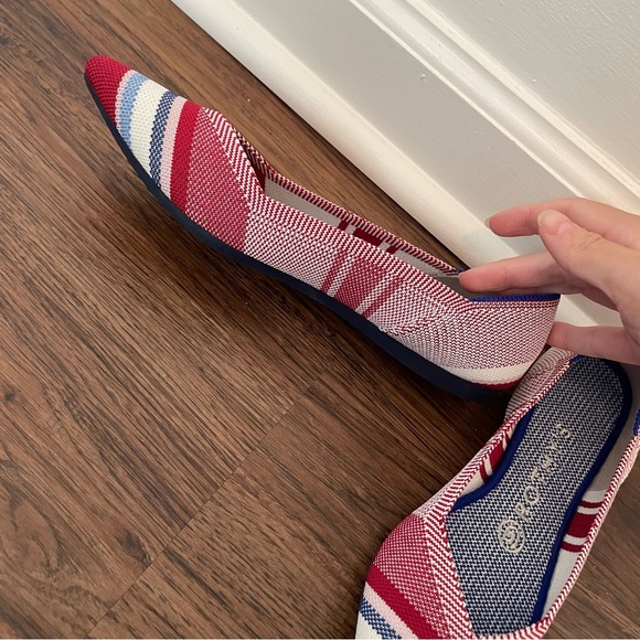 Rothys Retired Red Varsity Stripe Point Flats Sz 7.5 - Picture 9 of 14